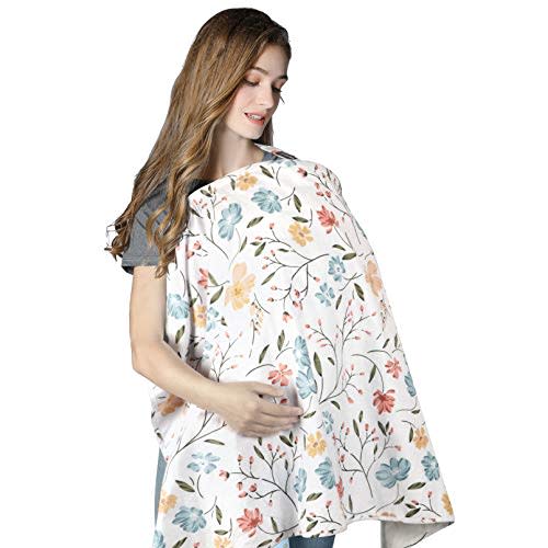 Yoofoss Nursing Cover for Breastfeeding, 100% Cotton Soft Breastfeeding Cover for Infants Babies Nursing Apron Cover for Mother Autumn Winter Breastfeeding (Flowers)