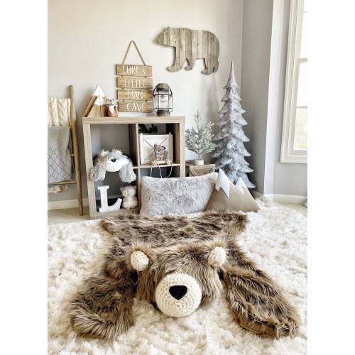 Regular size Cappuccino Grizzly Bear Rug |camping room, plush animal |ClaraLoo