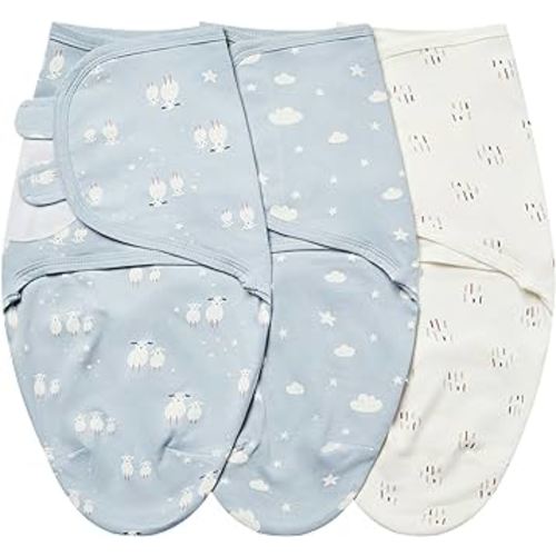 insular Baby Swaddle Wrap, Swaddle Blanket for Newborn and Infant, Adjustable Swaddle Set for Boy and Girl, Soft Cotton Baby Sleep Sack 3 Pack (Small(0-3M), Sheep)