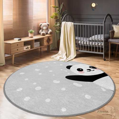 Panda Kids Room Rug, Gray Non-Slip Nursery Carpet, Cute Animal Toddler Rug, Spotted Baby Room Rug, Daycare Rug, Animal Theme Nursery Decor
