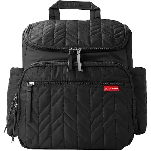 Skip Hop Diaper Bag Backpack: Forma, Multi-Function Baby Travel Bag with Changing Pad & Stroller Attachment, Jet Black