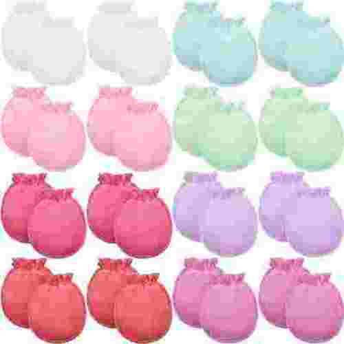 DEFNES 16 Pairs Newborn Baby Cotton Mittens No Scratch Gloves Unisex Newborn Mittens for baby Boys Girls 0-6 Months