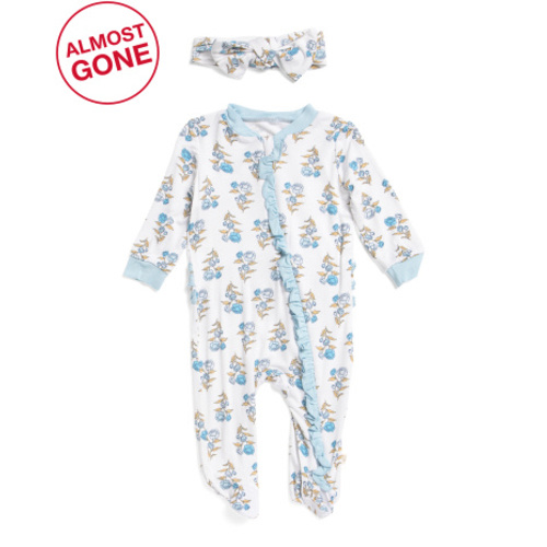 Newborn Girls 2pc Soft Floral Footed Coveralls And Headband Set | Kids & Baby | T.J.Maxx