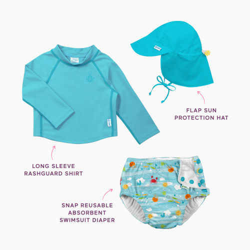 i play by Green Sprouts Swim Bundle - Blue, 0-6M