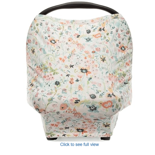 Parker Baby 4 in 1 Car Seat Cover for Girls - Stretchy Carseat Canopy, Nursing Cover, Grocery Cart Cover, High Chair Cover - Bloom