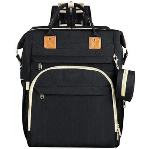 Itopfox Large Capacity Diaper Backpack with USB Port, Waterproof & Foldable Baby Travel Bag for Parents, Black