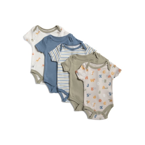 Newborn Boys 5pk Assorted Alphabet Bodysuits | Baby Boys (0-24m) | Marshalls
