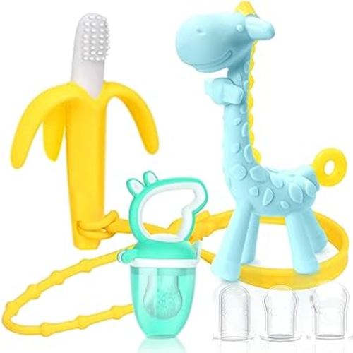 SHARE&CARE Baby Teething Toys and Natural Organic Fruit Feeder Pacifier/Baby Teether Chew Toys Fresh Food Feeder/ 1 Teethers and 1 Feeder with 3 Silicone Sacs (Blue) : Amazon.com.au: Baby