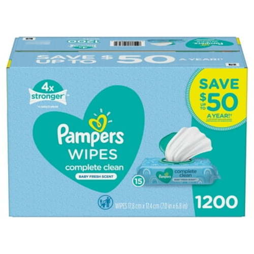 Pampers Baby Fresh Baby Wipes, 15 Flip-Top Packs (1200 Total Wipes)