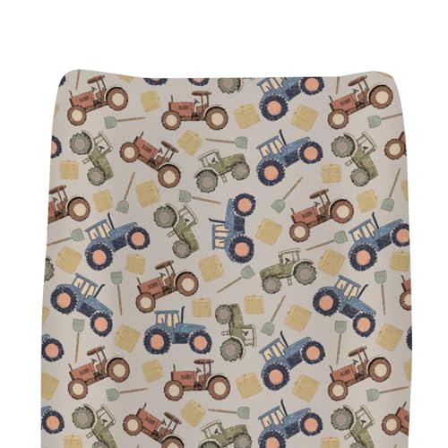 Vintage Tractors Changing Pad Covers for Baby Girls Boys Farm Tractor Harvest Fitted Change Table Pad Mats Farmhouse Trucks Vehicle Soft Diaper Change Table Cover Sheets for 32''×16'' Contoured Pad
