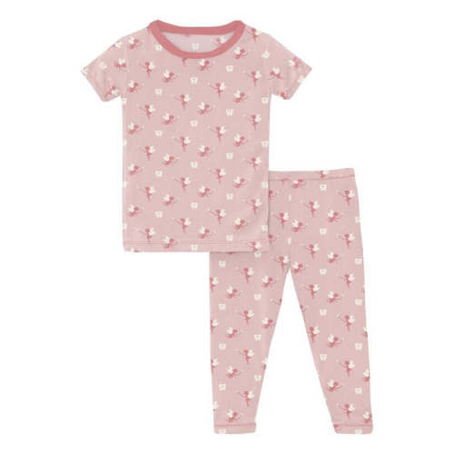 Girl's Print Bamboo Short Sleeve Pajama Set - Baby Rose Tooth Fairy