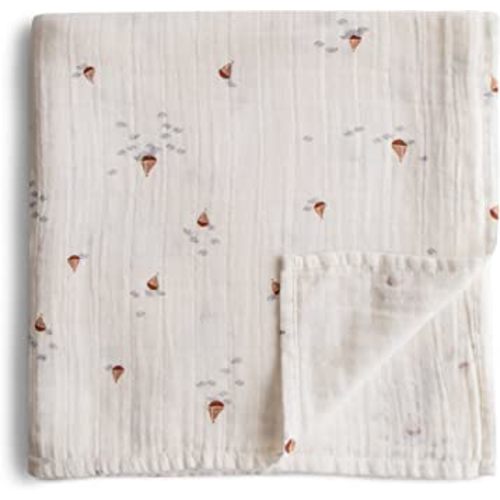 mushie Muslin Baby Swaddle Blanket | 100% Organic Cotton (Boats)
