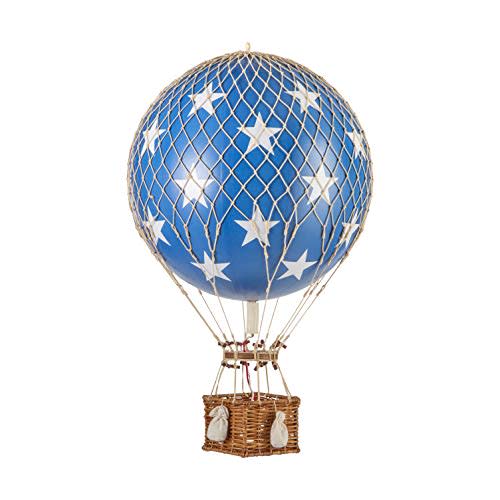 Authentic Models, Royal Aero Air Balloon, Hanging Home Decor - 22 Inch Height, Historic Hot Air Balloon Model for Home Decor, Detailed Vintage Decorations to Hang from Ceiling - Blue Stars