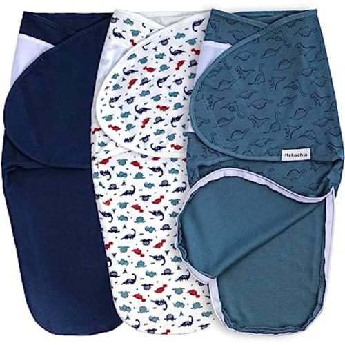 Hakochia Baby Swaddle Blanket with Zipper，Easy Diaper Changing Swaddle Sleep Sack, Swaddle Wrap for Baby Boys Girls 0-3 Months, Adjustable Sleeping Bag Helps Prevent Startle Reflex，3 Pack