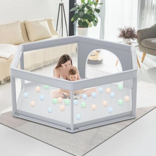 Large Baby Playpen 65x65 Inch, Play Pen for Babies and Toddlers Hexagonal Type Baby Play Yards for Toddlers Infants