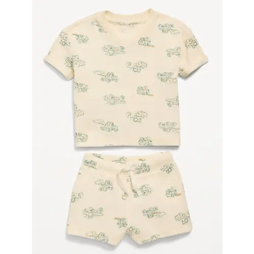 3-6 month Printed Waffle-Knit Top and Shorts Set for Baby | Old Navy