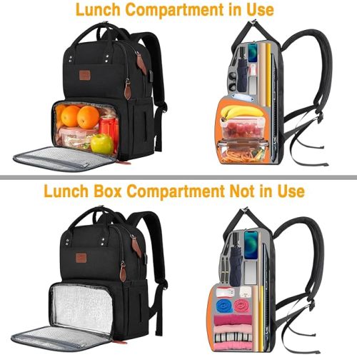 MATEIN Work Backpack Woman, Insulated Cooler Backpacks with Lunch Box, 15.6 Inch Laptop Backpack with USB Port Reusable Water Resistant Tote Food Bag for College Beach Camping Picnics Womens Gifts