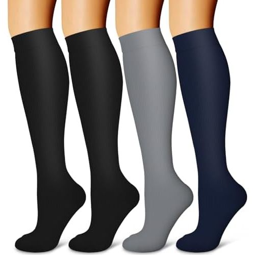 4 Pairs-Compression Socks for Women&Men Circulation-Best Support for Nurses,Running,Athletic