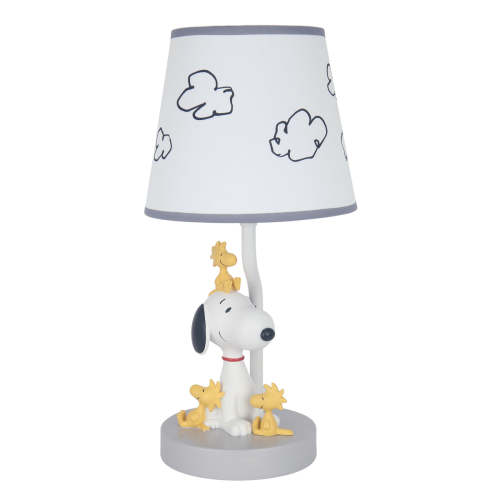 Classic Snoopy & Friends White/Gray Nursery Lamp with Shade & Bulb
– Lambs & Ivy