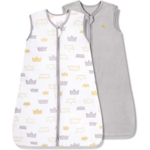TILLYOU Sleep Sack 6-12 Months - 0.5 TOG Summer sleep sacks with 2-Way Zipper, Lightweight Cotton Baby Sleepsack 2 Pack, Gray Grown