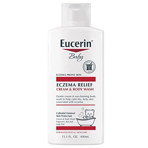 Eucerin Baby Eczema Relief Cream Body Wash, Fragrance Free Eczema Body Wash for Babies with Colloidal Oatmeal, 13.5 Fl Oz Bottle