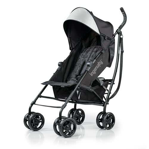 3Dlite Convenience Stroller,Jet Black–Lightweight Stroller with Aluminum Frame,Large Seat Area, 4 Position Recline, Extra Large Storage Basket– Infant Stroller for Travel&More