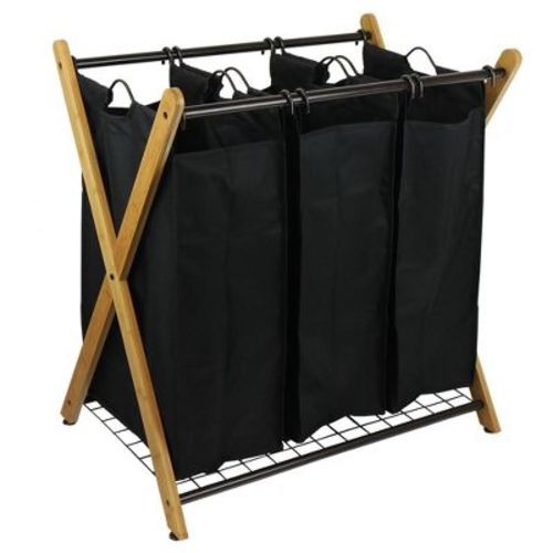 Oceanstar X-Frame 3-Bag Laundry Sorter, Black