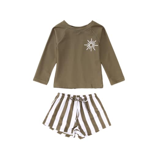 AFUKUIA Toddler Baby Boy Girl Swimsuit Long Sleeve Rashguard Swimwear Trunks 2 Piece Bathing Suit