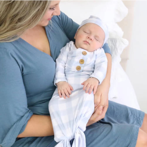Knot Gowns for Boys - Dusty Blue Gingham*