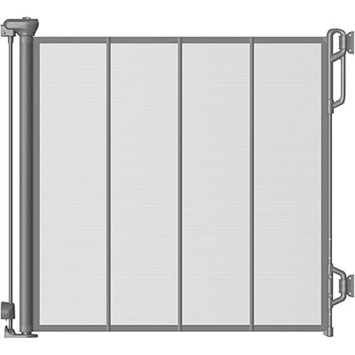 Reinforced Retractable Baby Gate or Mesh Dog Gate,Easy to Use for Stairs, Doorways, Hallways, Indoor, Outdoor, Wide Pet Gate 33.5" Tall, Extends to 45" Wide, Gray