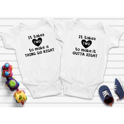 It Takes Two Baby Bodysuits, Twin Bodysuits, Song Lyrics clothes, Cute twins shirts, Baby Shower gifts