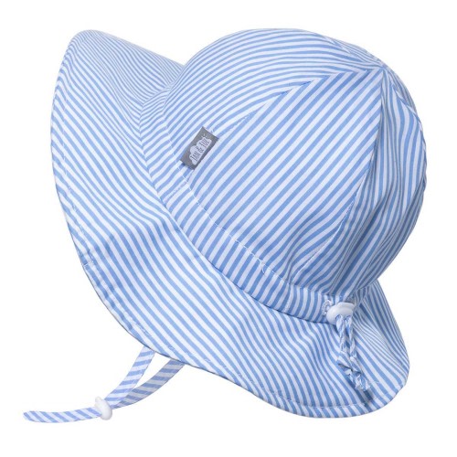 Jan & Jul Baby Sun-Hat UPF 50+ Cotton for Girls Boys, Adjustable (S: 0-6 months, Blue Stripes)