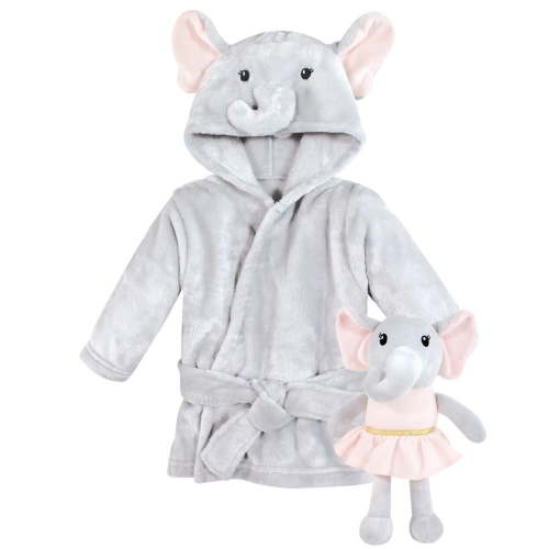 Hudson Baby Unisex Baby Plush Bathrobe and Toy Set, Dreamy Elephant Girl, One Size