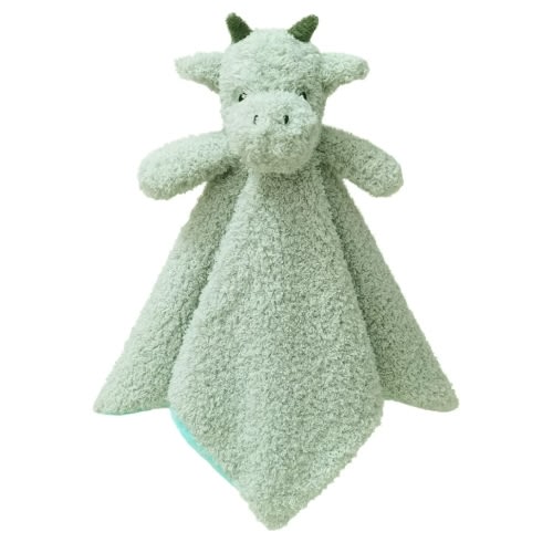 Baby Green Dragon Soft Stuffed Animal Security Blanket, Plush Dinosaur Character Lovey Blanket, Baby Shower/Nursery Gift, Newborn Infant Toddler Snuggle Blankie for Boys Girls, 14 Inches