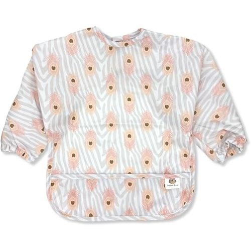 Bubba Bear Baby Bib with Sleeves, Long Sleeve Toddler Feeding Apron Bibs for Eating & Lead Weaning, Mess Proof Full Sleeved