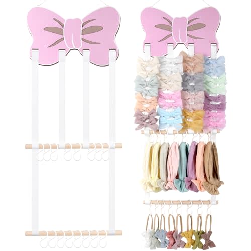 POVETIRE Headband Holder - Bow Hair Accessories Organizer, Storage Wall Hanging Display for Nursery, Toddler Girls Room