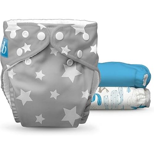 Charlie Banana Cloth Diapers, Reusable, Washable, Adjustable One Size Diaper, for Babies and Toddlers, with Absorbent Inserts - Under The Stars, 3 Pack