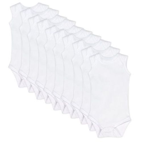 10-pack Organic Cotton Sleeveless Bodysuits Bright White 0-3m