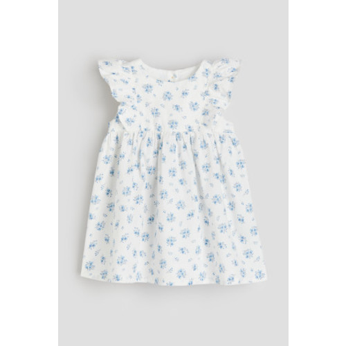 Flounce-trimmed Cotton Dress