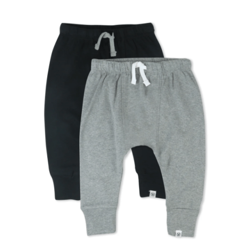 2-Pack Organic Cotton Honest Pants | Honest Baby Clothing - Heather Gray / Black, 3-6 M