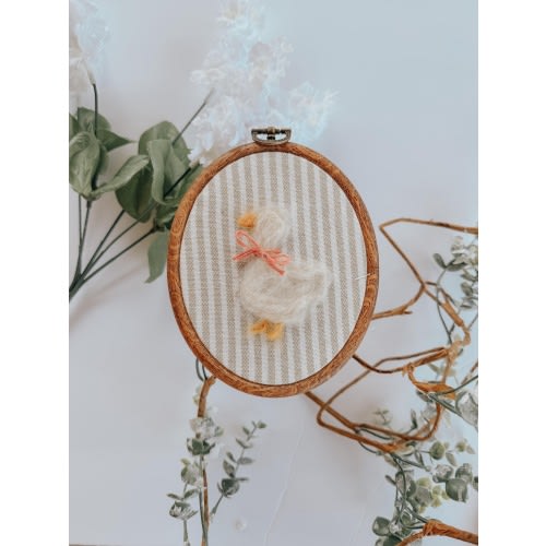 Needle Felt Nursery Sign Photo Prop Newborn New Baby Goose Embroidery Hand Made