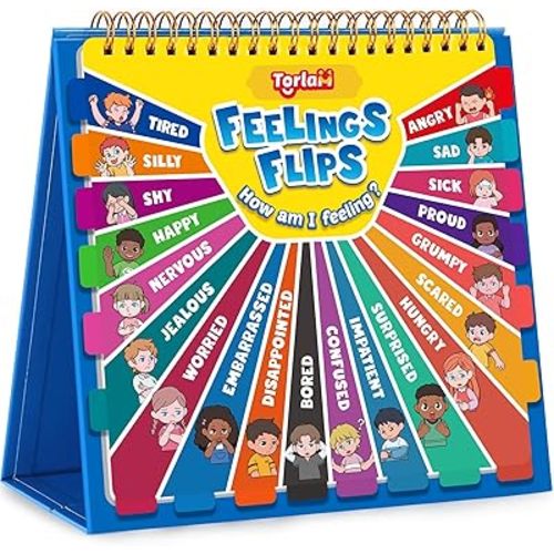 Torlam Feelings and Emotions Book for Kids, Calm Down Corner Supplies, Social Emotional Flipbook Mood Feelings Chart, Toddlers Autism Learning/ADHD Tools for Classroom Preschool Kindergarten