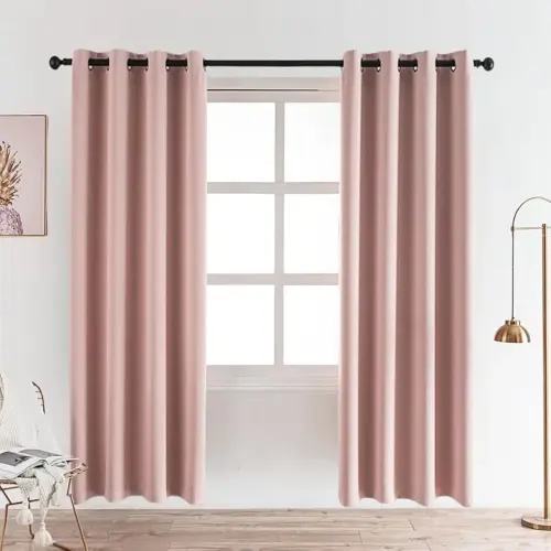 MANGATA CASA Pink Blackout Curtains Grommets 2 Panels for Bedroom,Thermal Window Curtain Drapes for Living Room Darking Drapes(Pink,52x96inch)