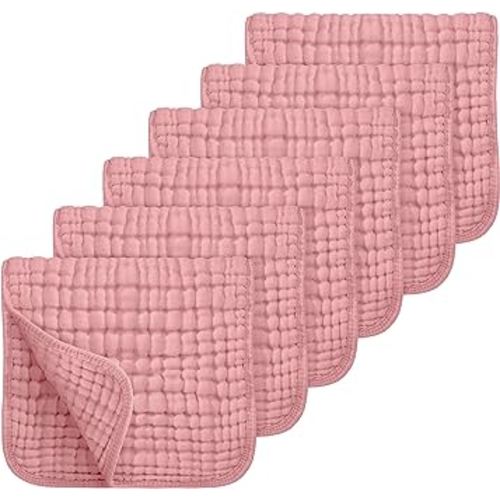 Looxii Muslin Burp Cloths 100% Cotton Muslin Cloths Large 20''x10'' Extra Soft and Absorbent 6 Pack Baby Burping Cloth (Bean Paste)