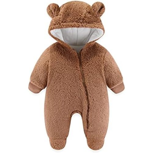 Xifamniy Baby Newborn Girls Boys Winter Clothes Suit Snowsuit Jumpsuit Footie Romper Hooded Outwear