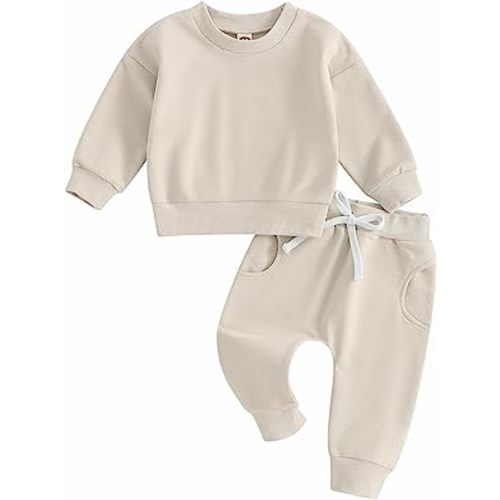 Fernvia Toddler Baby Girl Clothes 3 6 9 12 18 24 Months Fall Outfits Solid Long Sleeve Sweatshirt Tops + Pants Set