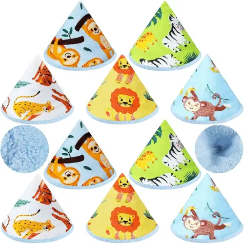 Timgle 10 Pcs Coral Velvet Pee Covers Baby Boy, Strong Water Absorption Pee Shield for Baby Boy, Reusable Diaper Changing Accessory for Boys Newborn Gift(Jungle Animals)