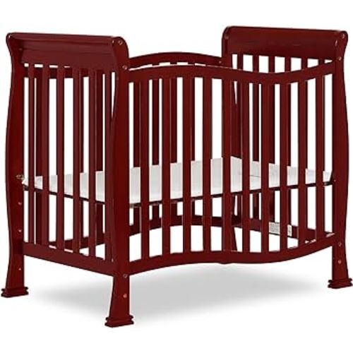 Violet 4-In-1 Convertible Mini Crib In Cherry, Greenguard Gold Certified, JPMA Certified, 3 Position Mattress Height Settings, Non-Toxic Finish