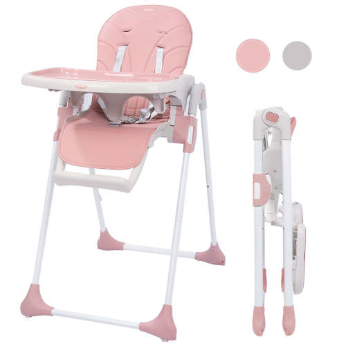 SEJOY Foldable Adjustable 3-in-1 Baby Highchair, Pink, with 6 Height Levels &amp; BPA-Free Tray