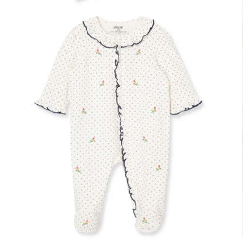Rosebud 2-Way-Zip Footed One-Piece and Headband